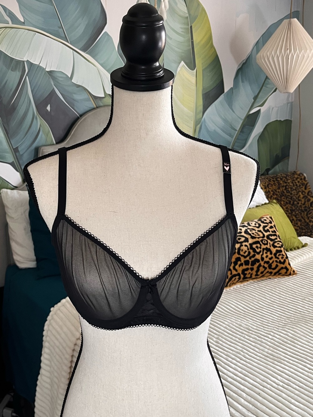 Victoria’s Secret Sheer Black Underwire Balconette Bra 36D